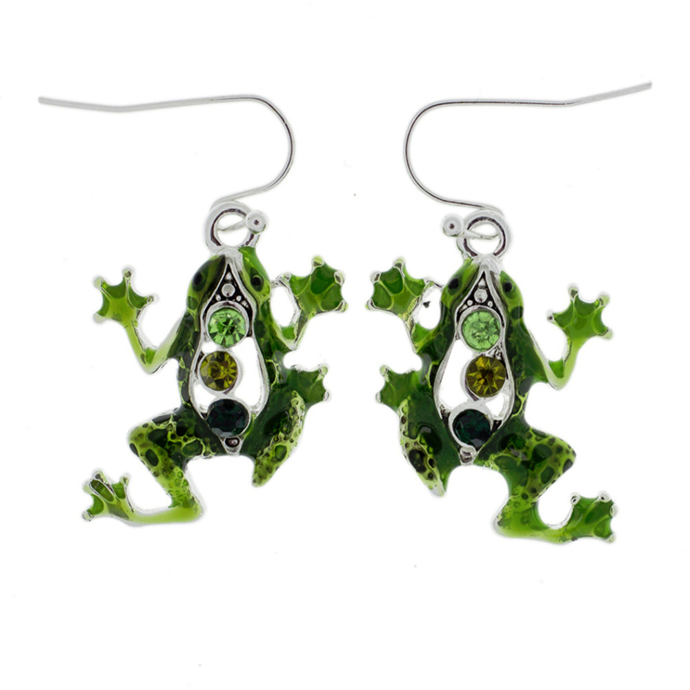 Dangle Crystal Green Frog Earring Jewelry 404